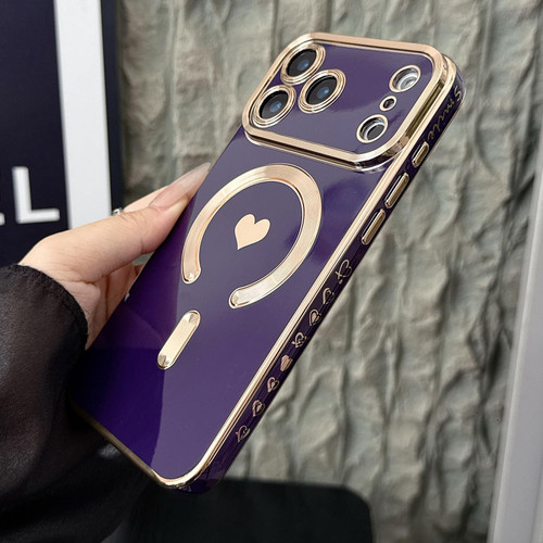 iPhone 17 Pro Pupil Side Electroplated Loves MagSafe TPU Phone Case - Purple