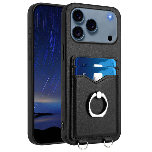 iPhone 17 Pro R20 Ring Card Holder Phone Case - Black