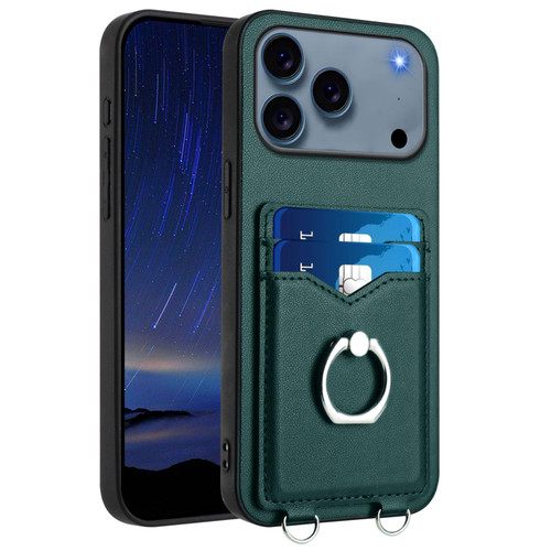 iPhone 17 Pro R20 Ring Card Holder Phone Case - Green