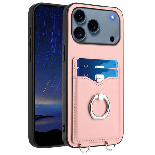 iPhone 17 Pro R20 Ring Card Holder Phone Case - Pink