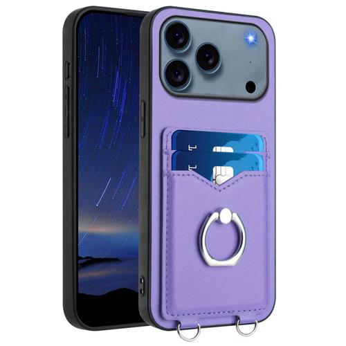 iPhone 17 Pro R20 Ring Card Holder Phone Case - Purple