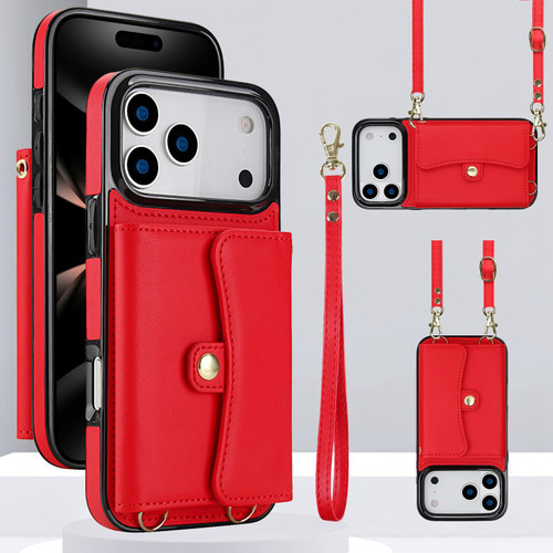 BANDOLIER iPhone 17 Pro ケース レッド iPhone 17 Pro Max RFID Card Slot Phone Case with Long Lanyard - Red