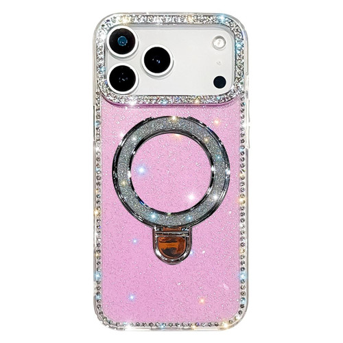 iPhone 17 Pro Rhinestone Glitter Kickstand Dual-side IMD Phone Case - Glitter Light Purple