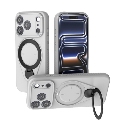 iPhone 17 Pro Ring Shield MagSafe TPU Phone Case with 360 Degree Rotating Holder - Grey