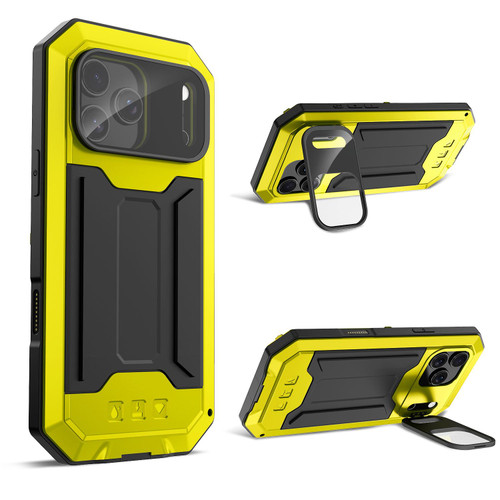 iPhone 17 Pro R-JUST Sliding Camera IP54 Life Waterproof Holder Phone Case - Yellow