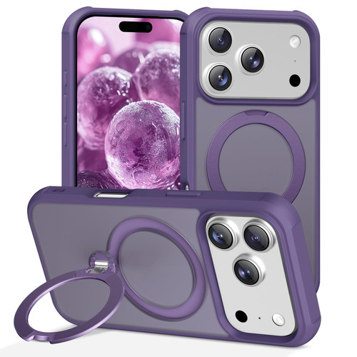 iPhone 17 Pro Rotating Pivot Bracket Magnetic Phone Case - Purple