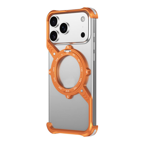 iPhone 17 Pro S Shaped 360 Holder Airbag Frameless MagSafe Metal Phone Case - Orange
