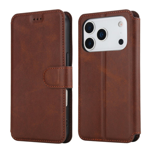 iPhone 17 Pro Shockproof PU + TPU Leather Phone Case - Brown