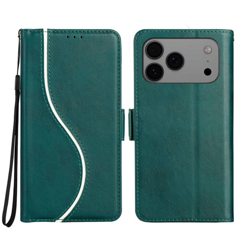 iPhone 17 Pro Side Buckle S Curve Leather Phone Case - Green