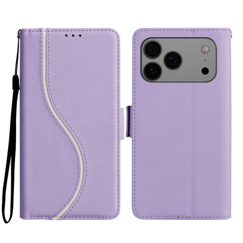 iPhone 17 Pro Side Buckle S Curve Leather Phone Case - Purple
