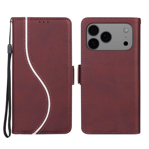 iPhone 17 Pro Side Buckle S Curve Leather Phone Case - Red