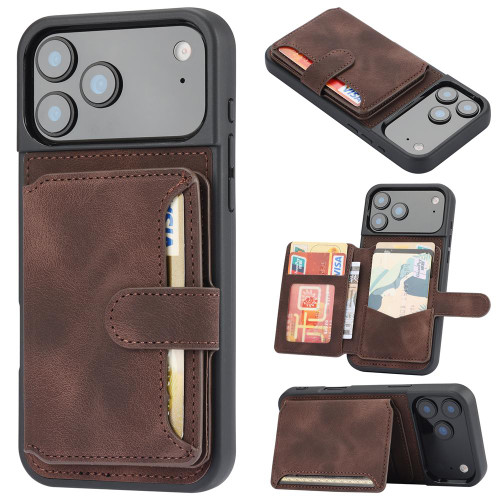 iPhone 17 Pro Skin Feel Dream RFID Anti-theft PU Card Bag Phone Case - Coffee