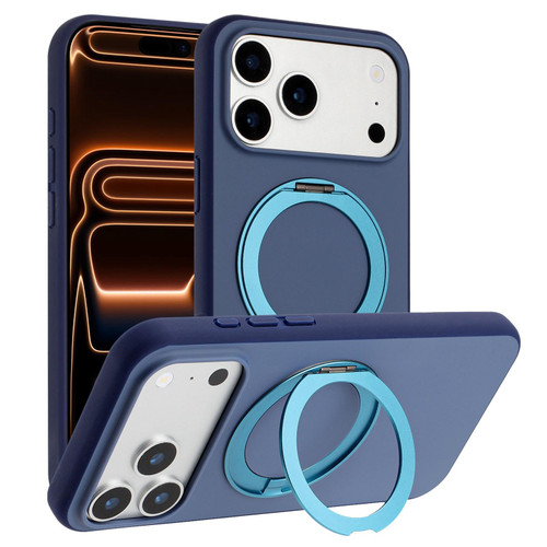 iPhone 17 Pro Skin Feel Frosted 360 Degree Rotation Holder Magnetic Phone Case - Blue