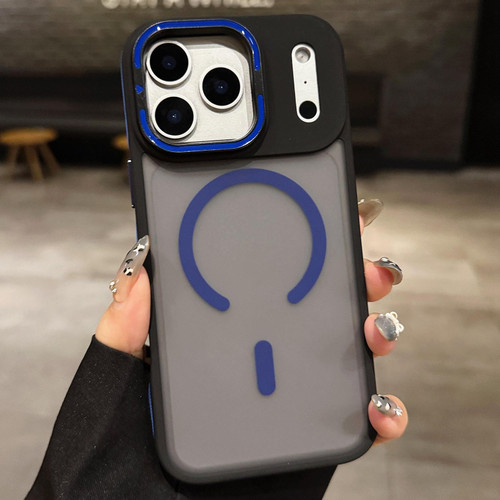 iPhone 17 Pro Skin Feel Frosted Metal Lens Holder MagSafe Magnetic Phone Case - Dark Blue