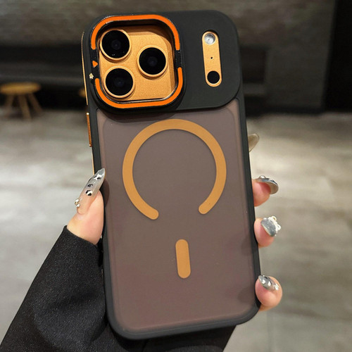 iPhone 17 Pro Skin Feel Frosted Metal Lens Holder MagSafe Magnetic Phone Case - Orange