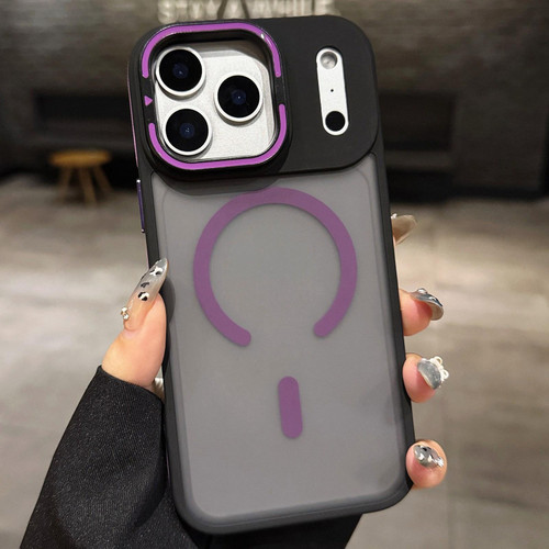 iPhone 17 Pro Skin Feel Frosted Metal Lens Holder MagSafe Magnetic Phone Case - Purple