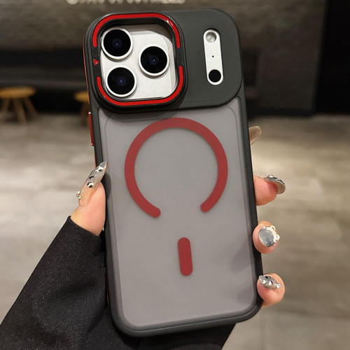 iPhone 17 Pro Skin Feel Frosted Metal Lens Holder MagSafe Magnetic Phone Case - Red