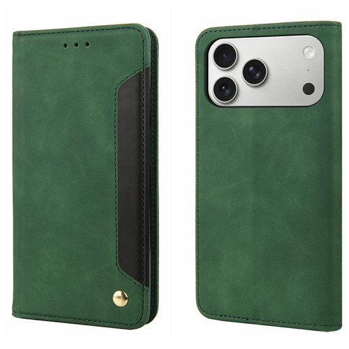 iPhone 17 Pro Skin Feel Splicing Leather Phone Case - Green