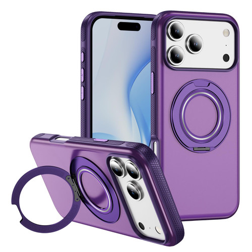 iPhone 17 Pro Skin Feel Translucent PC Gear Holder C MagSafe Phone Case - Bright Purple + Purple