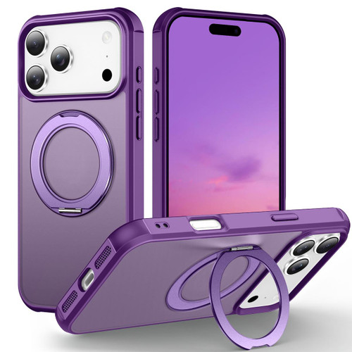 iPhone 17 Pro Skin-Feel Rotary Damping Bracket MagSafe Phone Case - Purple
