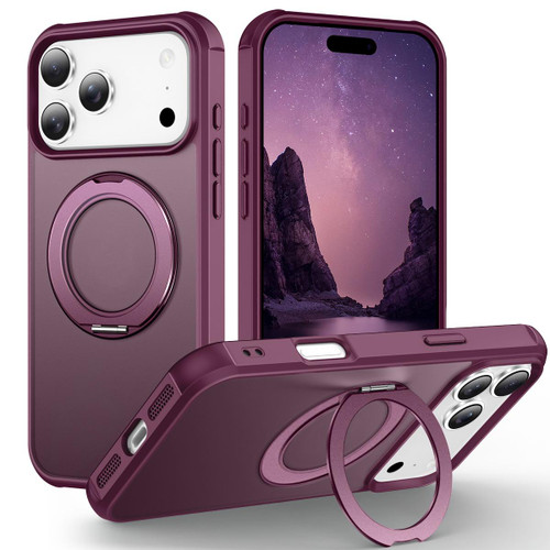 iPhone 17 Pro Skin-Feel Rotary Damping Bracket MagSafe Phone Case - Wine Red