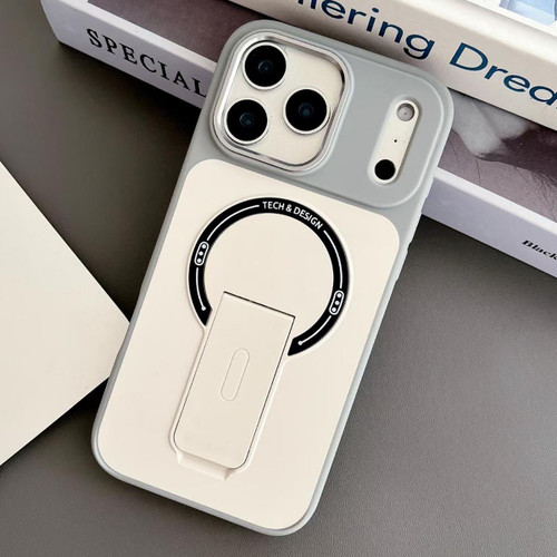 iPhone 17 Pro Skin-Feel TPU Hybrid PC Magnetic Phone Case with Kickstand - Grey