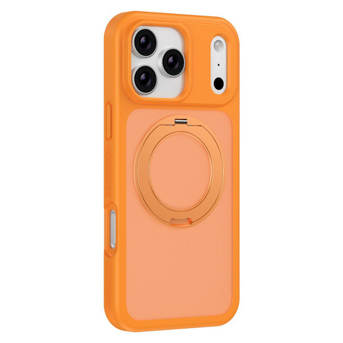 iPhone 17 Pro Skin-friendly Anti-Stain Rotating Holder Magnetic Armor Phone Case - Orange