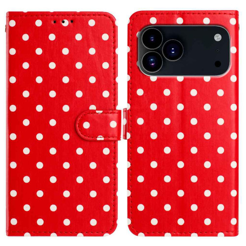 iPhone 17 Pro Small Dots Pattern Vegan Leather Phone Case - Red