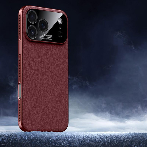 iPhone 17 Pro Soft Armor Cooling Plain Leather Hybrid PC Phone Case - Red