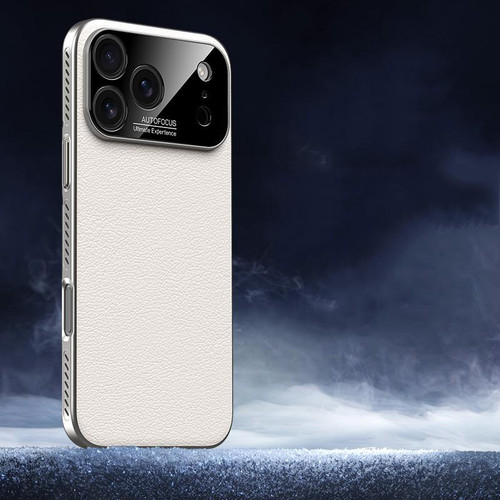 iPhone 17 Pro Soft Armor Cooling Plain Leather Hybrid PC Phone Case - White