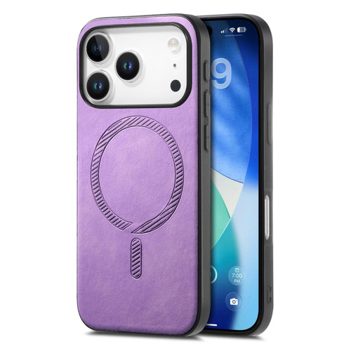 iPhone 17 Pro Solid Color Retro Magsafe PU Back Cover Phone Case - Purple
