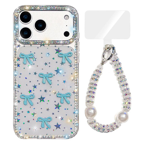 iPhone 17 Pro Sparkling IMD Colorful Bow Phone Case with Bracelet - Star Transparent
