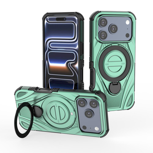 iPhone 17 Pro Star Ring Metallic Pivot Bracket Magnetic Phone Case - Green