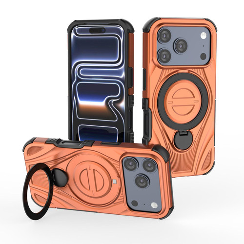 iPhone 17 Pro Star Ring Metallic Pivot Bracket Magnetic Phone Case - Orange