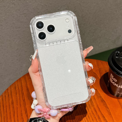 iPhone 17 Pro TPU + PC + Glitter Sequins Full Coverage Phone Case with Bracelet - Transparent
