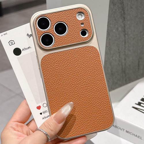 iPhone 17 Pro Transforms Into 17 Series Large Window Frosted Lychee Texture Phone Case - Khaki