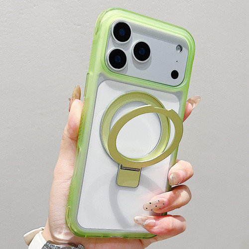 iPhone 17 Pro Translucent Edge Transparency Metal Holder MagSafe Phone Case - Matcha Green