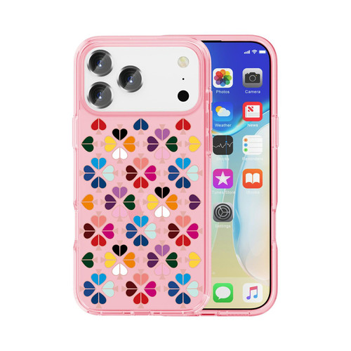 iPhone 17 Pro Transparent Crystal Red Heart Pattern Phone Case - Pink