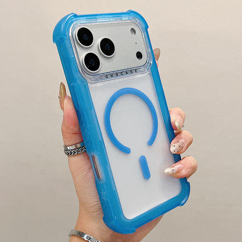 iPhone 17 Pro Transparent Matte TPU Hybrid PC 3-in-1 MagSafe Phone Case - Blue