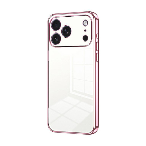 iPhone 17 Pro Transparent Plating Fine Hole Phone Case - Pink