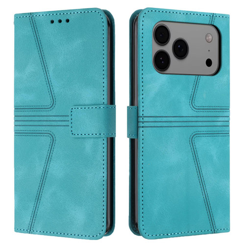 iPhone 17 Pro Triangle Solid Color Leather Phone Case - Green