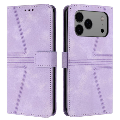 iPhone 17 Pro Triangle Solid Color Leather Phone Case - Purple