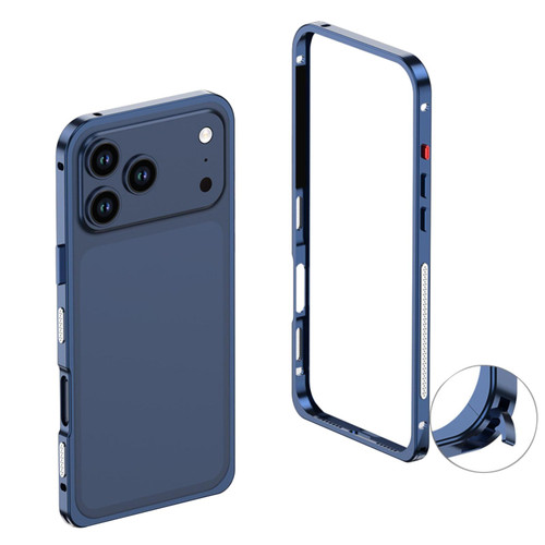 iPhone 17 Pro Ultra-Thin Alloy Metal Frame Shockproof Phone Case - Blue