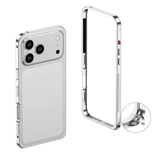 iPhone 17 Pro Ultra-Thin Alloy Metal Frame Shockproof Phone Case - Silver