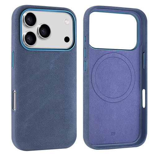 iPhone 17 Pro VIETAO Retro Denim Texture PU Leather MagSafe Phone Case - Dark Blue