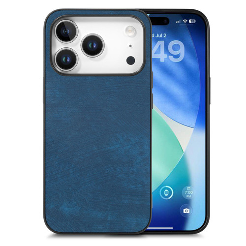 iPhone 17 Pro Vintage Leather PC Back Cover Phone Case - Blue