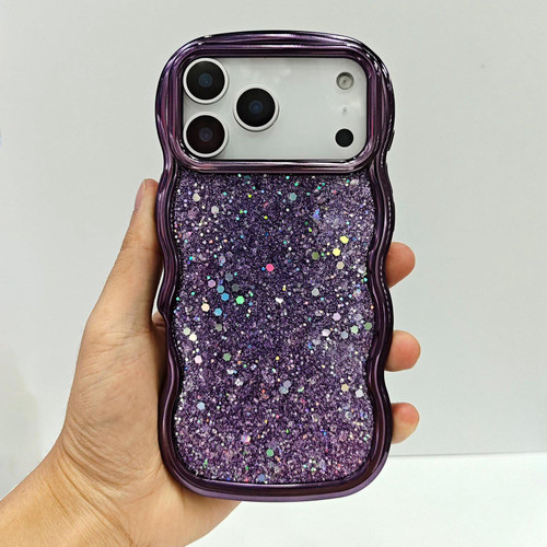 iPhone 17 Pro Wave Glitter Sequined Electroplated Phone Case - Purple