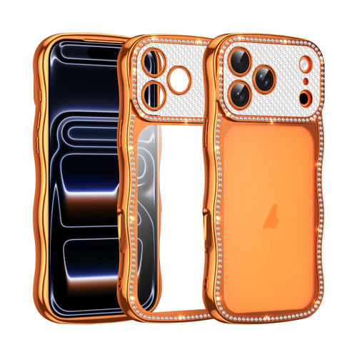 iPhone 17 Pro Wave Twisting Star Diamond Shockproof Electroplate TPU Phone Case - Orange