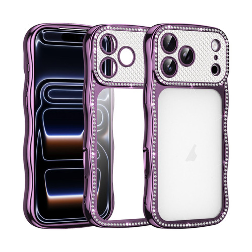 iPhone 17 Pro Wave Twisting Star Diamond Shockproof Electroplate TPU Phone Case - Purple