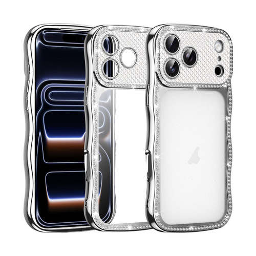 iPhone 17 Pro Wave Twisting Star Diamond Shockproof Electroplate TPU Phone Case - Silver